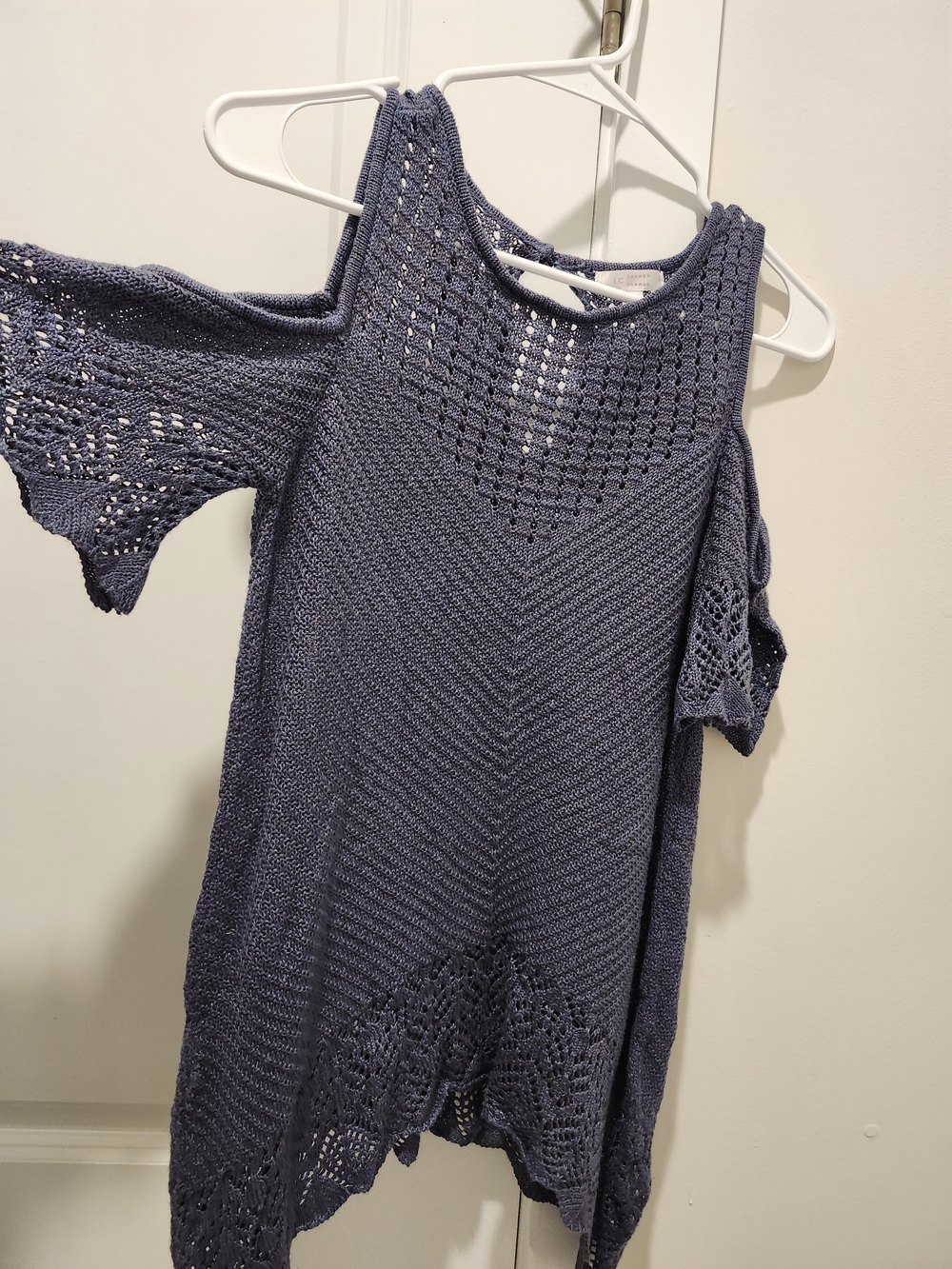 LC Lauren Conrad Open-Knit Slate Blue Sweater Top